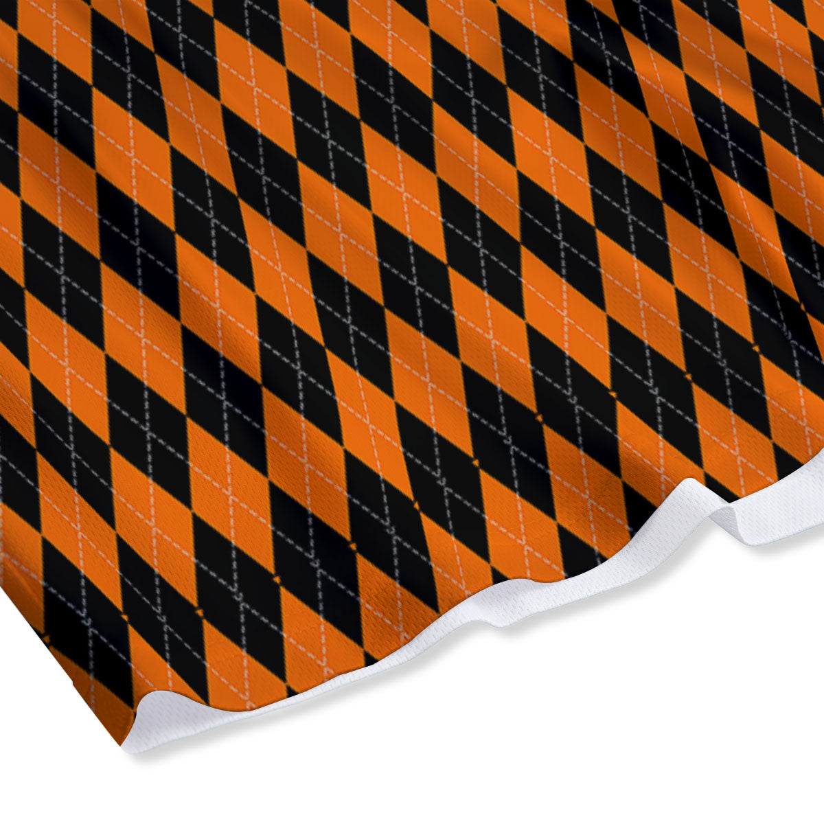 Halloween Argyle Black And Orange Print Mesh Shorts