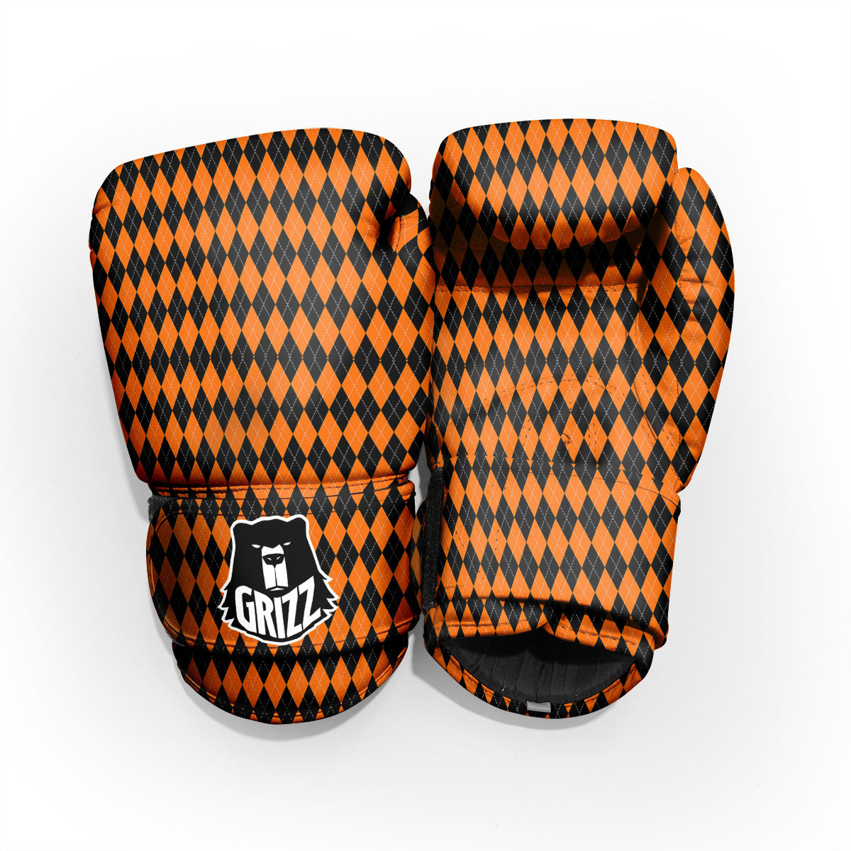 Halloween Argyle Black And Orange Print Pro Boxing Glove