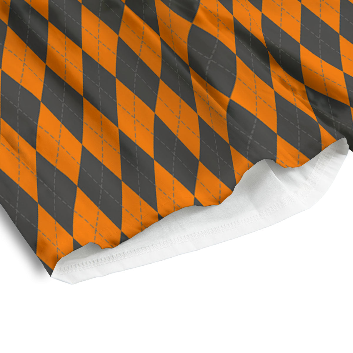 Halloween Argyle Grey And Orange Print Men's Athletic Shorts