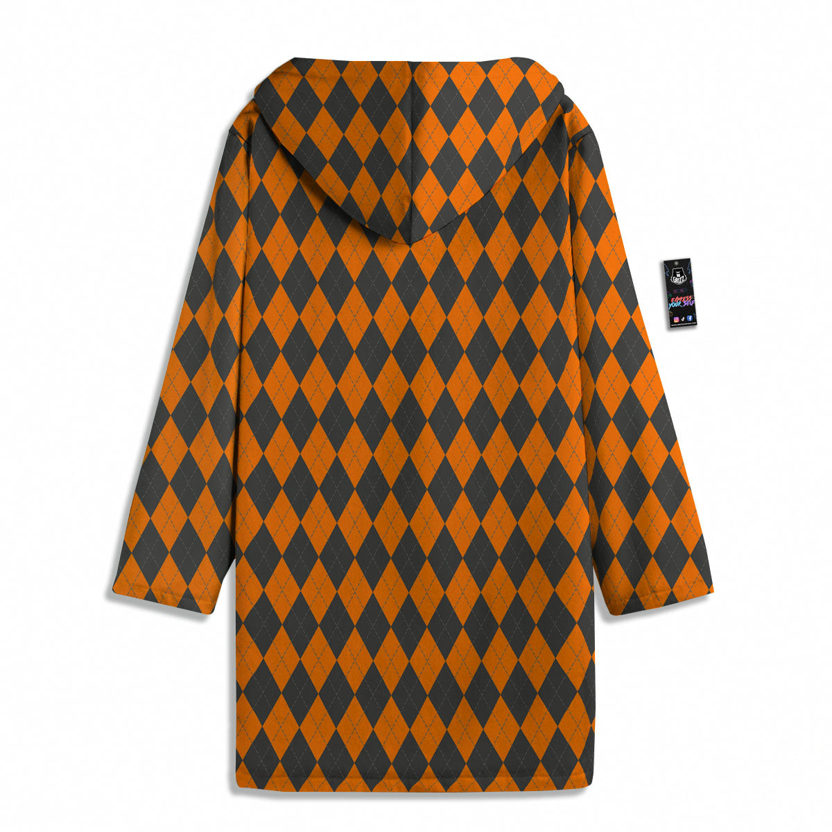 Halloween Argyle Grey And Orange Print Men's Windbreaker Jacket-grizzshop