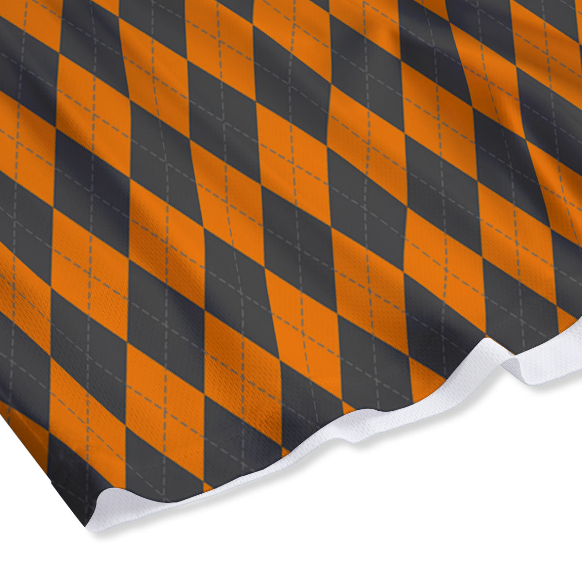 Halloween Argyle Grey And Orange Print Mesh Shorts