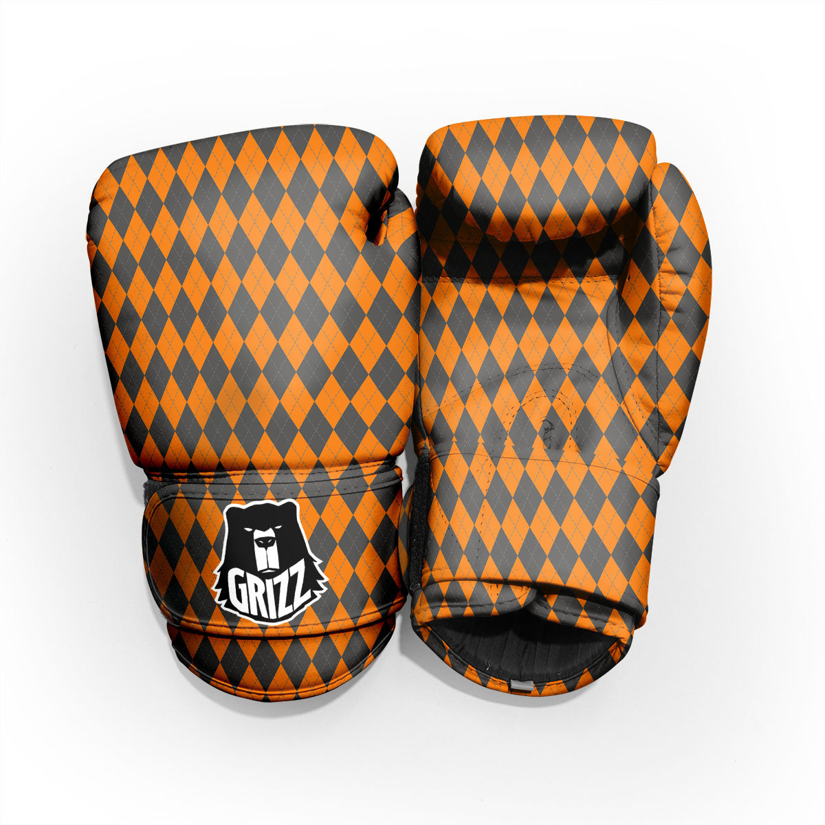 Halloween Argyle Grey And Orange Print Pro Boxing Glove
