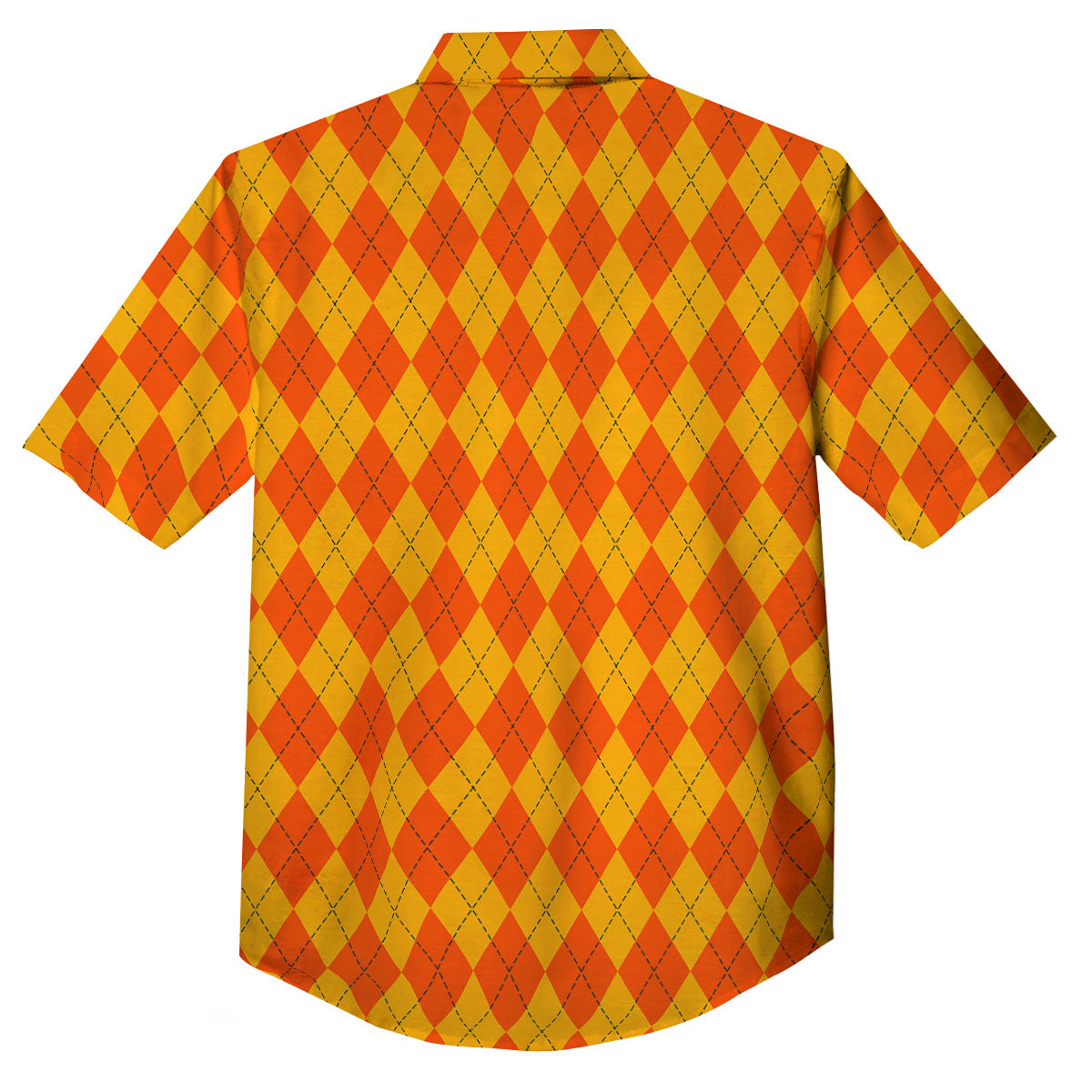 Halloween Argyle Orange Print Pattern Button Up Shirt-grizzshop