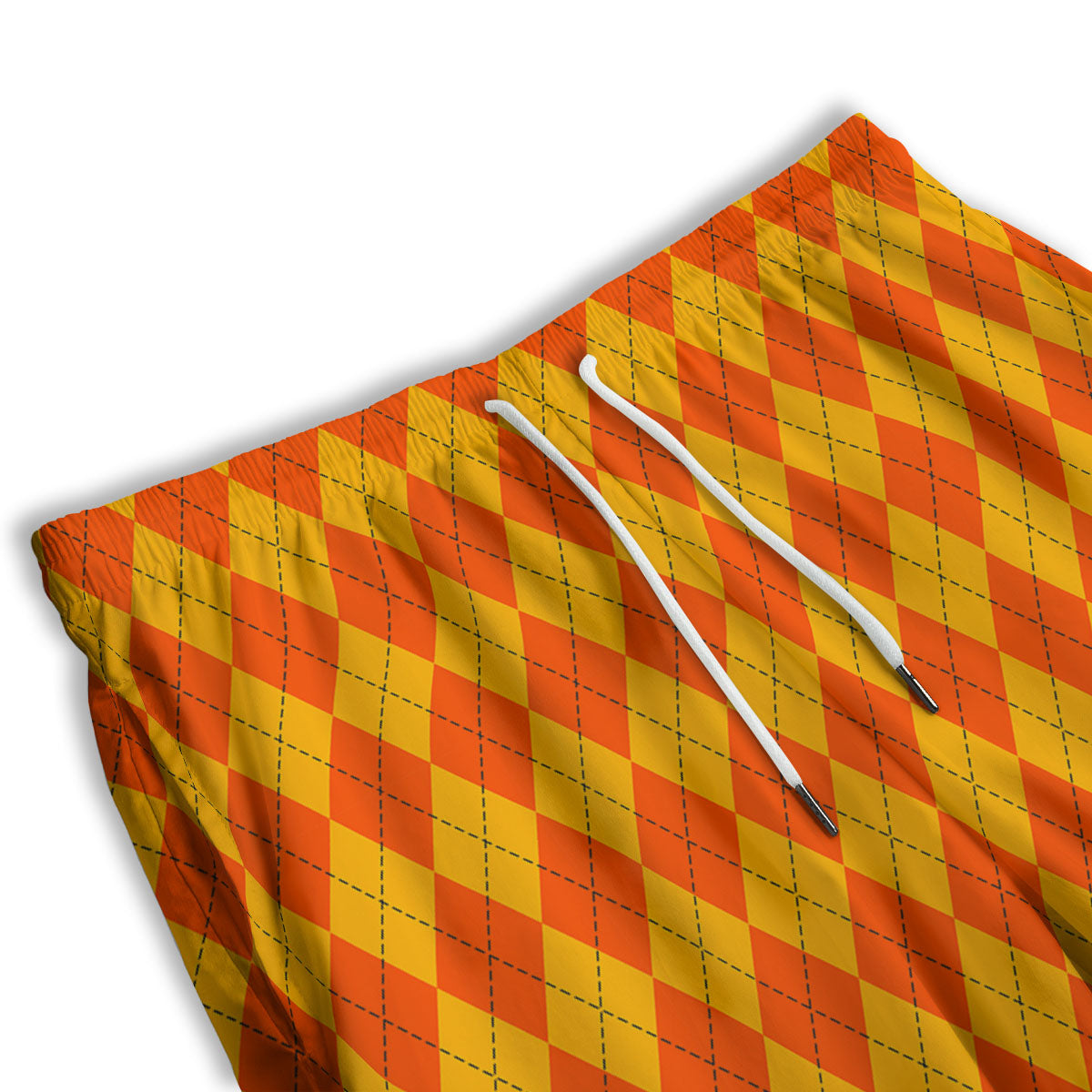 Halloween Argyle Orange Print Pattern Men's Athletic Shorts