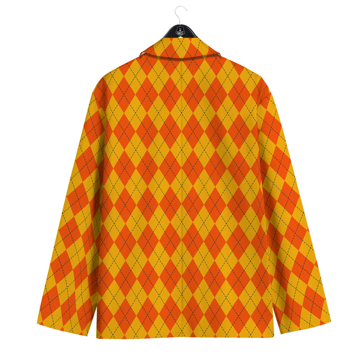 Halloween Argyle Orange Print Pattern Men's Sport Coat-grizzshop