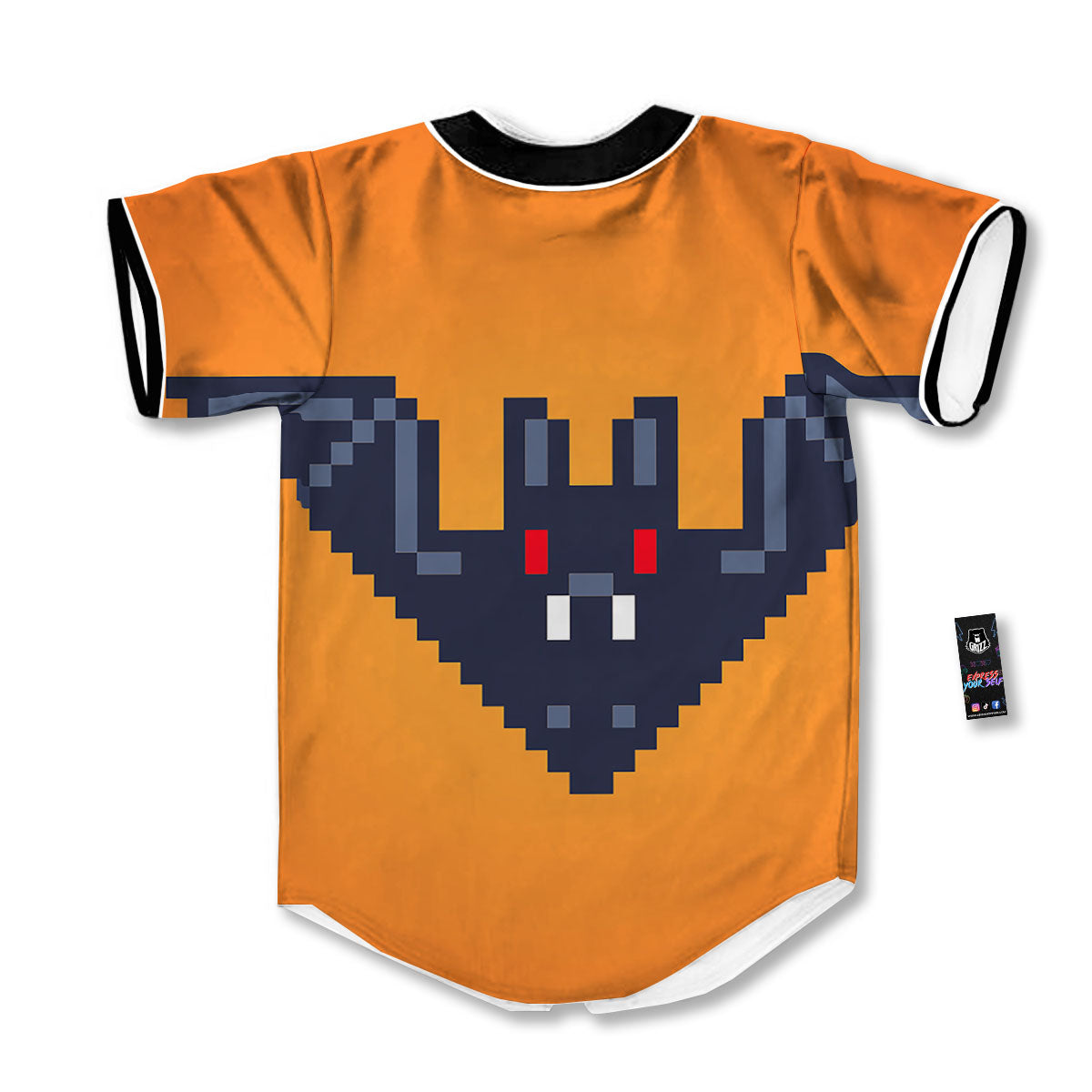 Halloween Bat 8-Bit Pixel Print Baseball Jersey-grizzshop