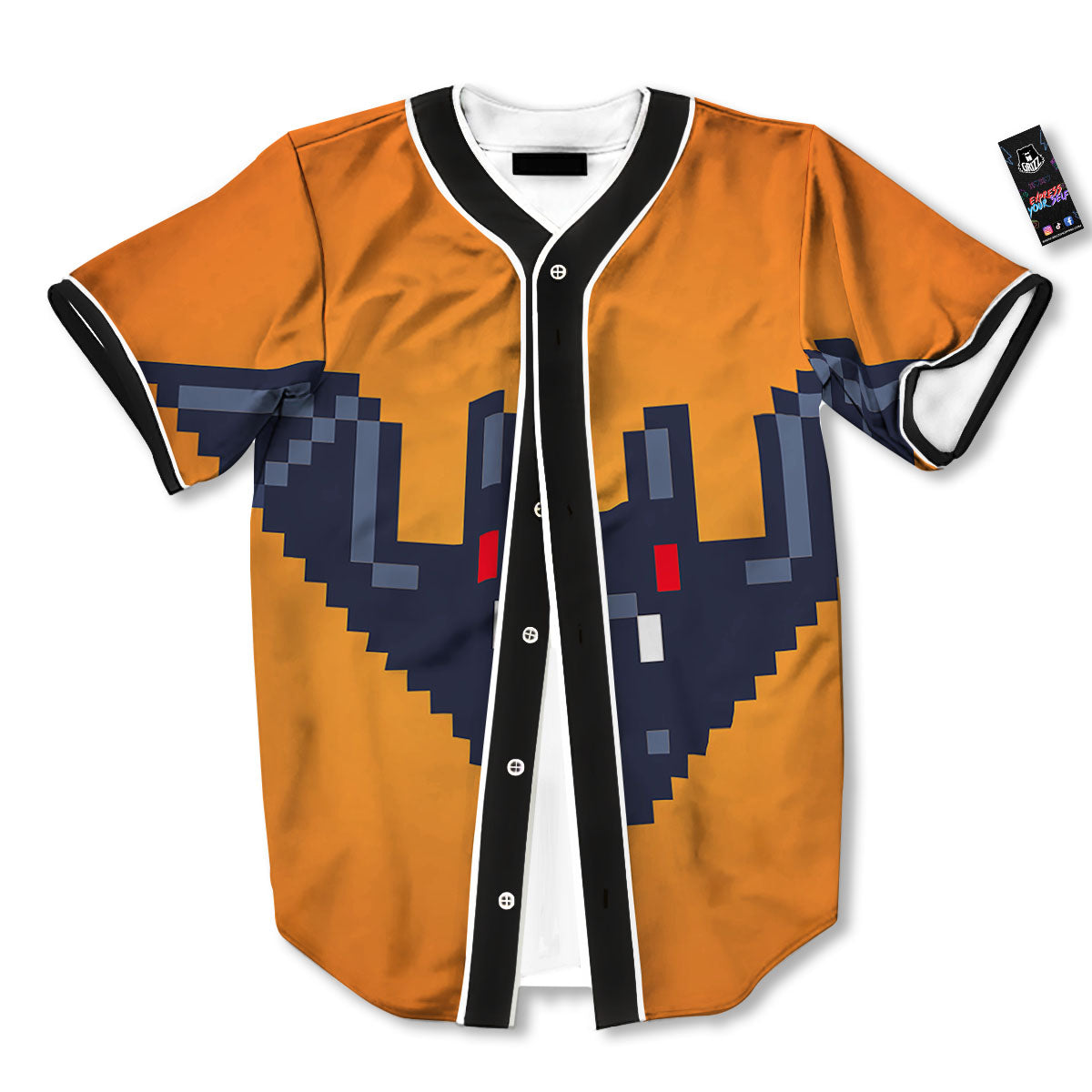 Halloween Bat 8-Bit Pixel Print Baseball Jersey-grizzshop