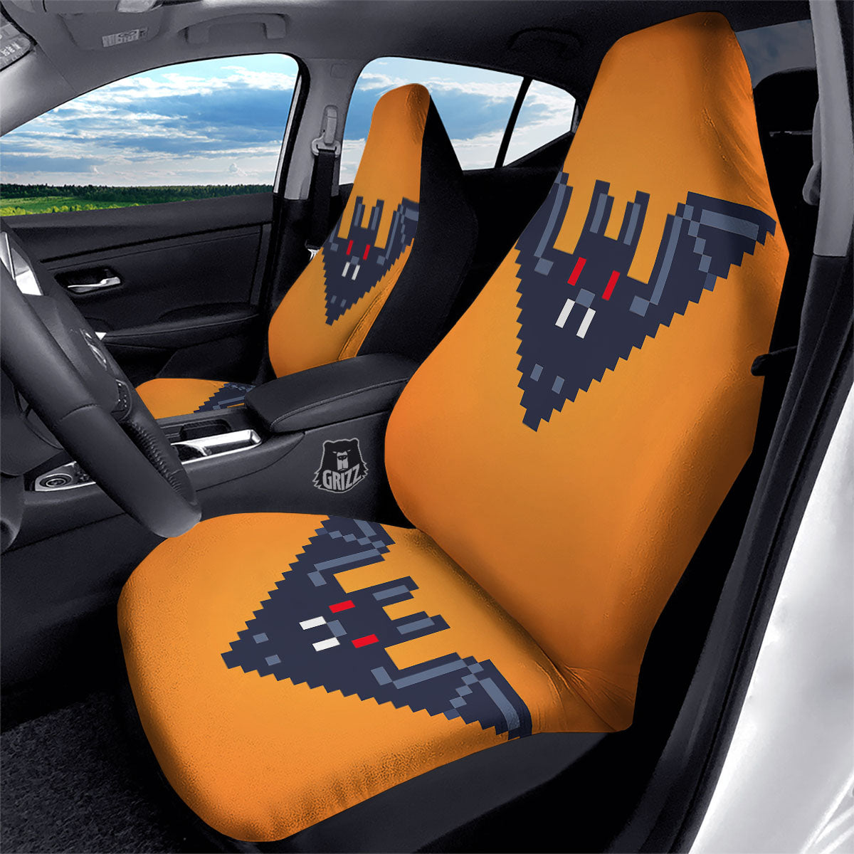 Halloween Bat 8-Bit Pixel Print Car Seat Covers-grizzshop