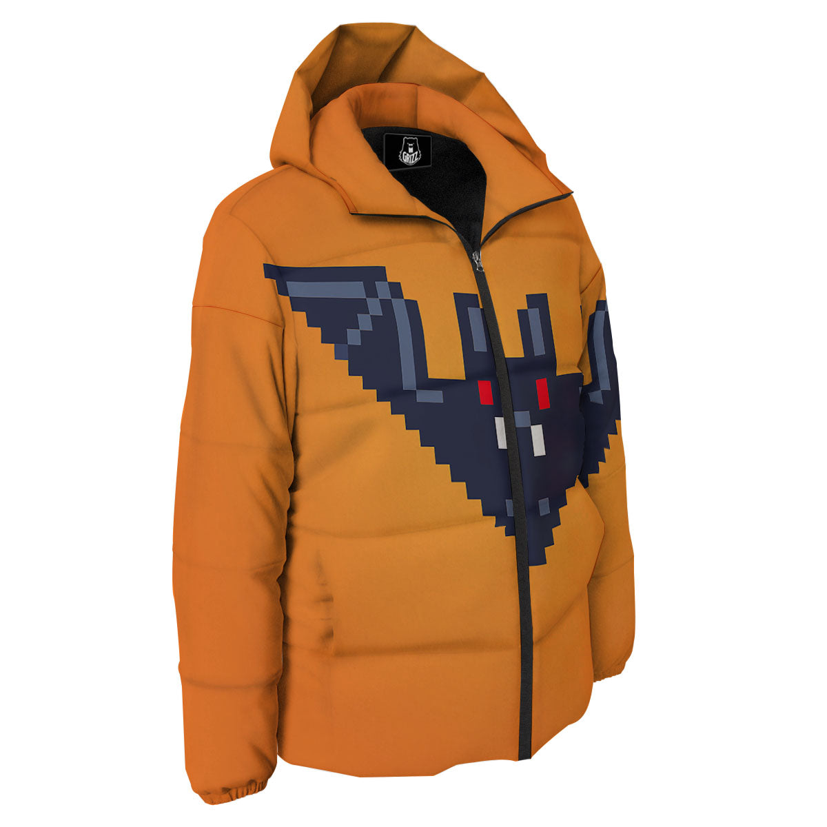 Halloween Bat 8-Bit Pixel Print Down Jacket-grizzshop