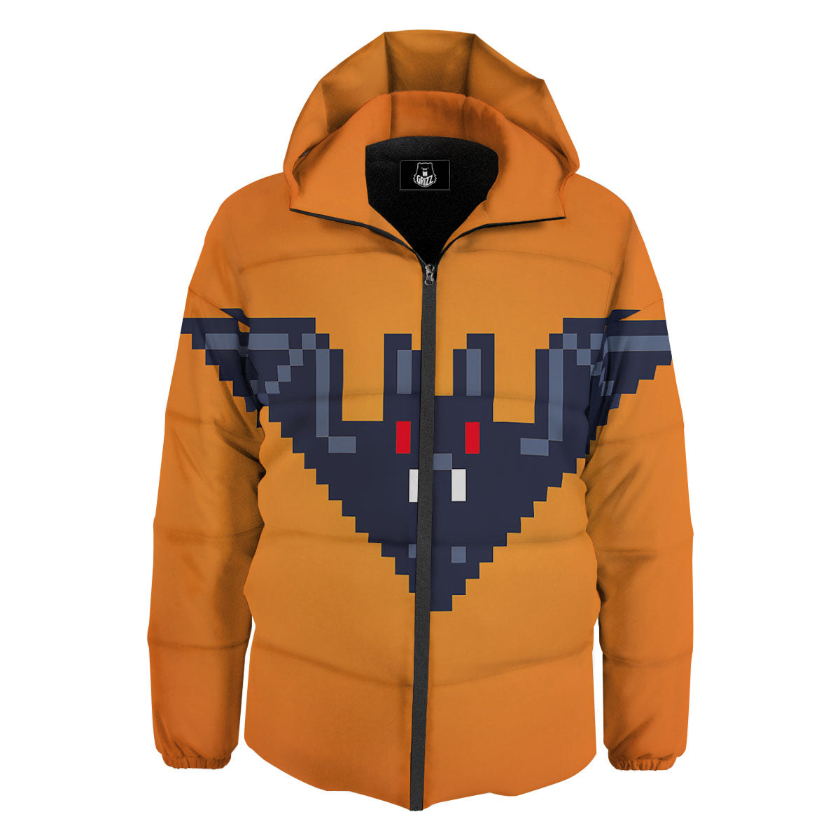 Halloween Bat 8-Bit Pixel Print Down Jacket-grizzshop