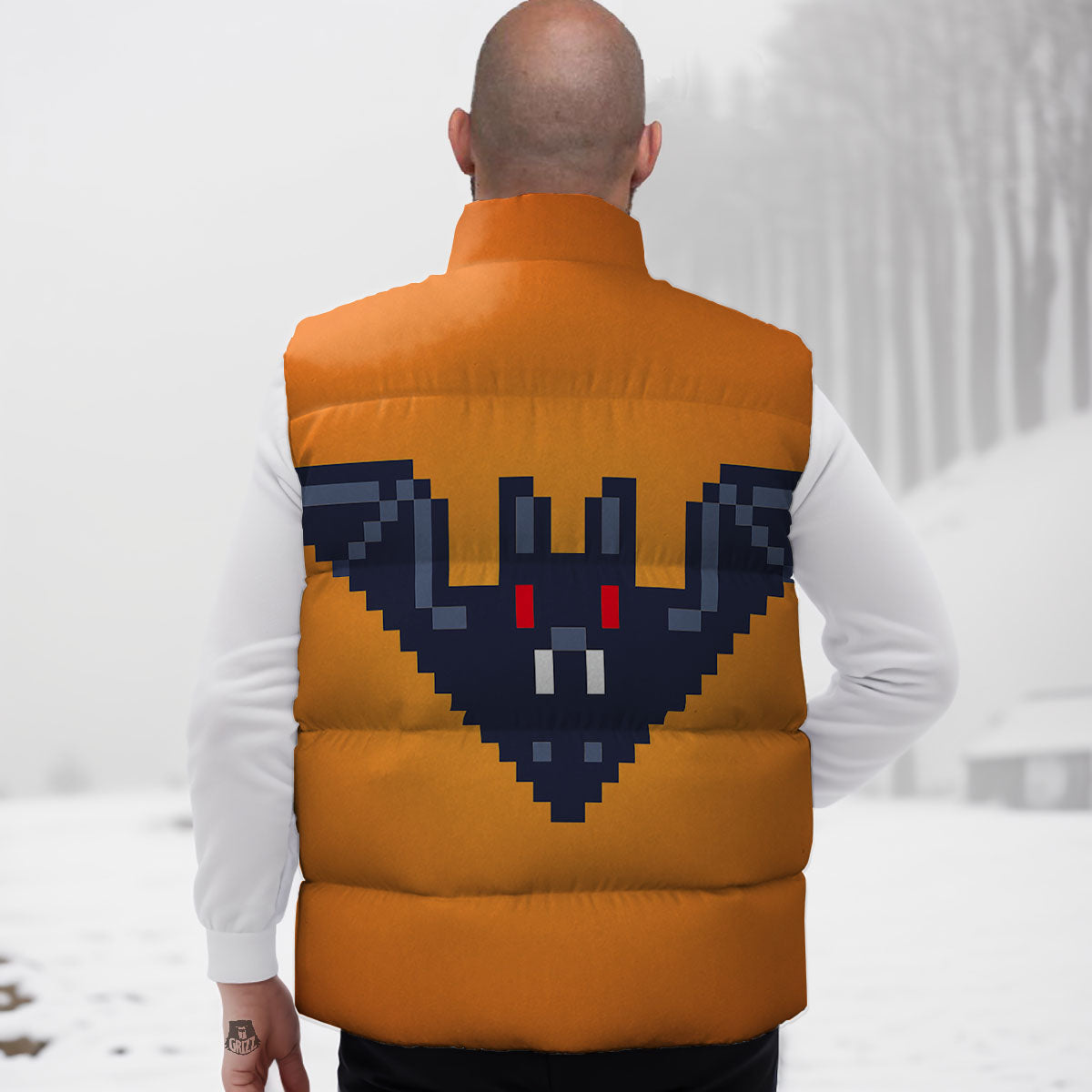 Halloween Bat 8-Bit Pixel Print Down Vest