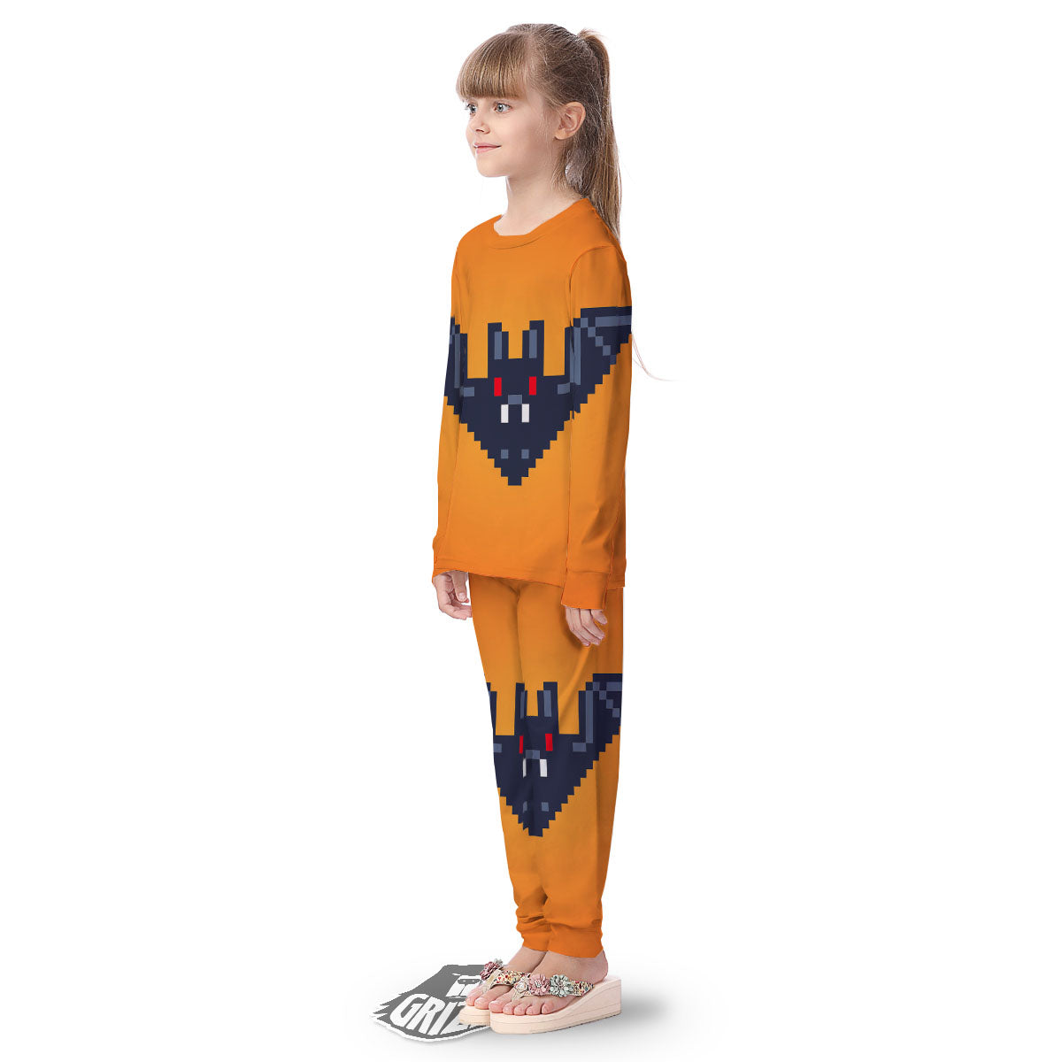 Halloween Bat 8-Bit Pixel Print Kid's Pajamas-grizzshop