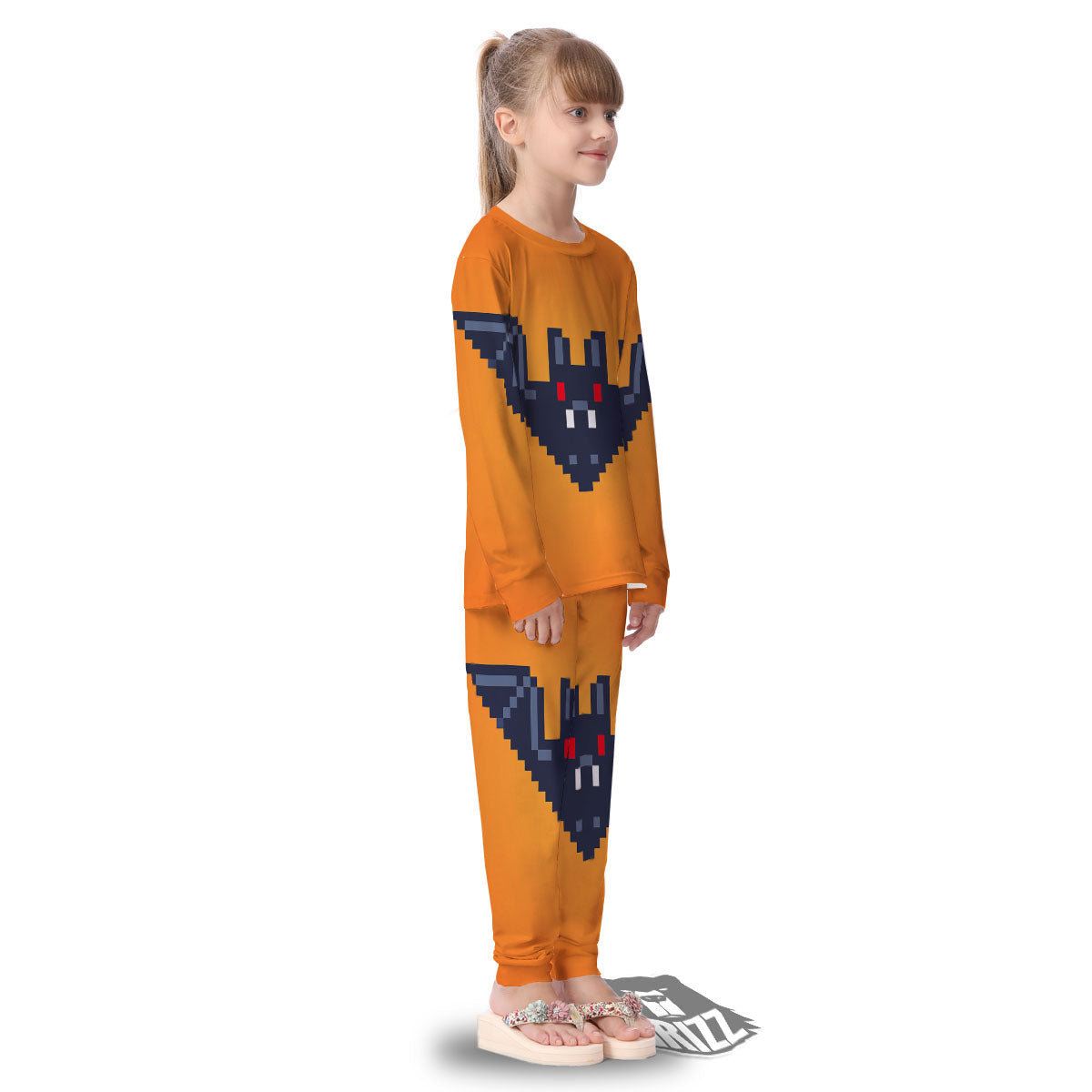 Halloween Bat 8-Bit Pixel Print Kid's Pajamas-grizzshop