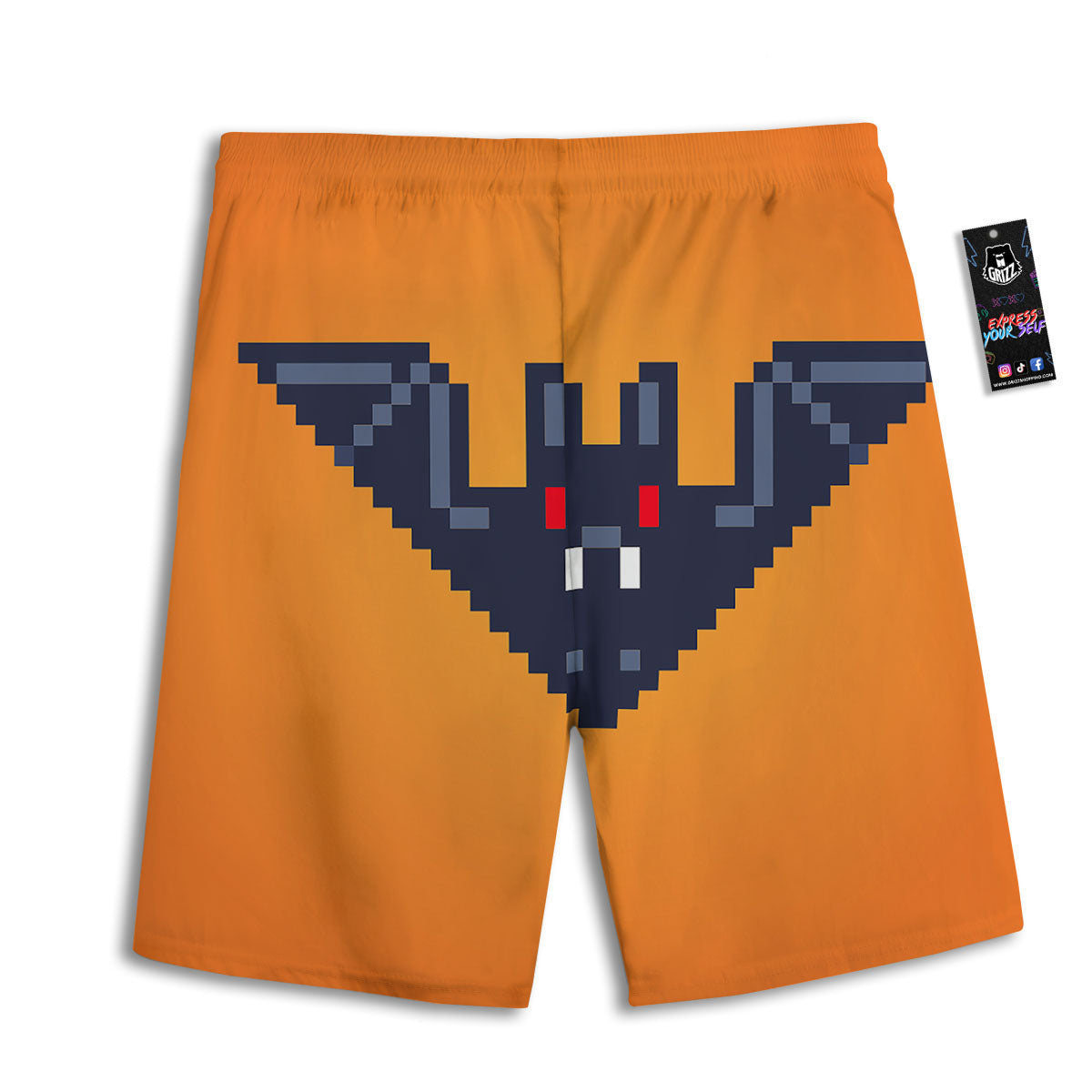Halloween Bat 8-Bit Pixel Print Men's Athletic Shorts