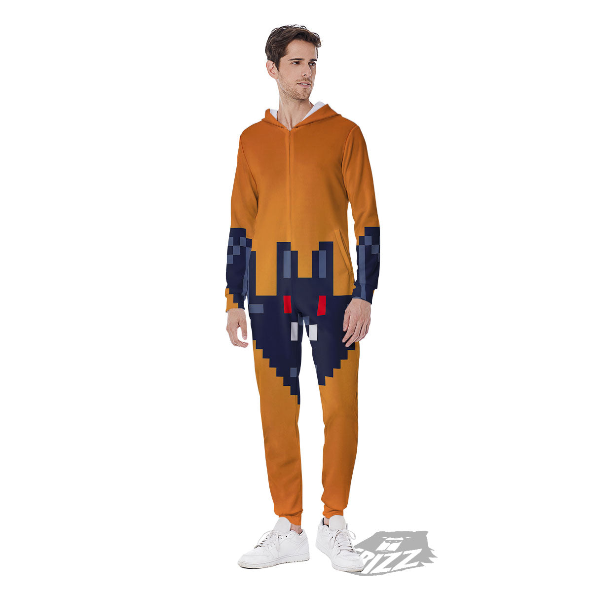 Halloween Bat 8-Bit Pixel Print Men's Jumpsuit-grizzshop
