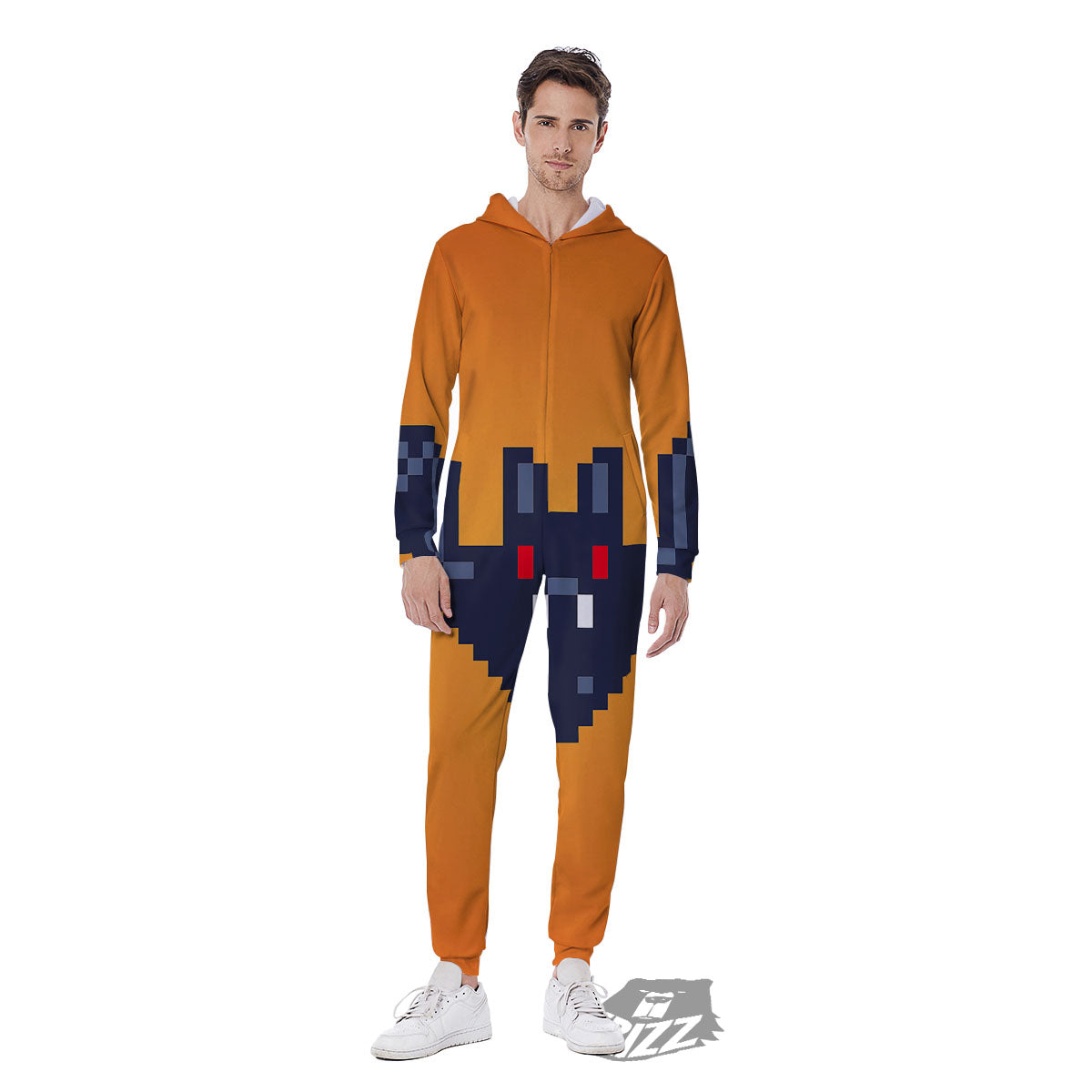 Halloween Bat 8-Bit Pixel Print Men's Jumpsuit-grizzshop