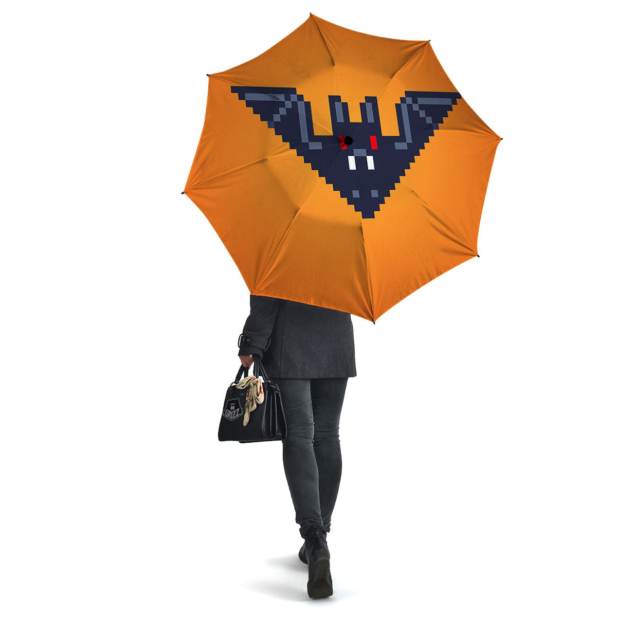 Halloween Bat 8-Bit Pixel Print Umbrella-grizzshop