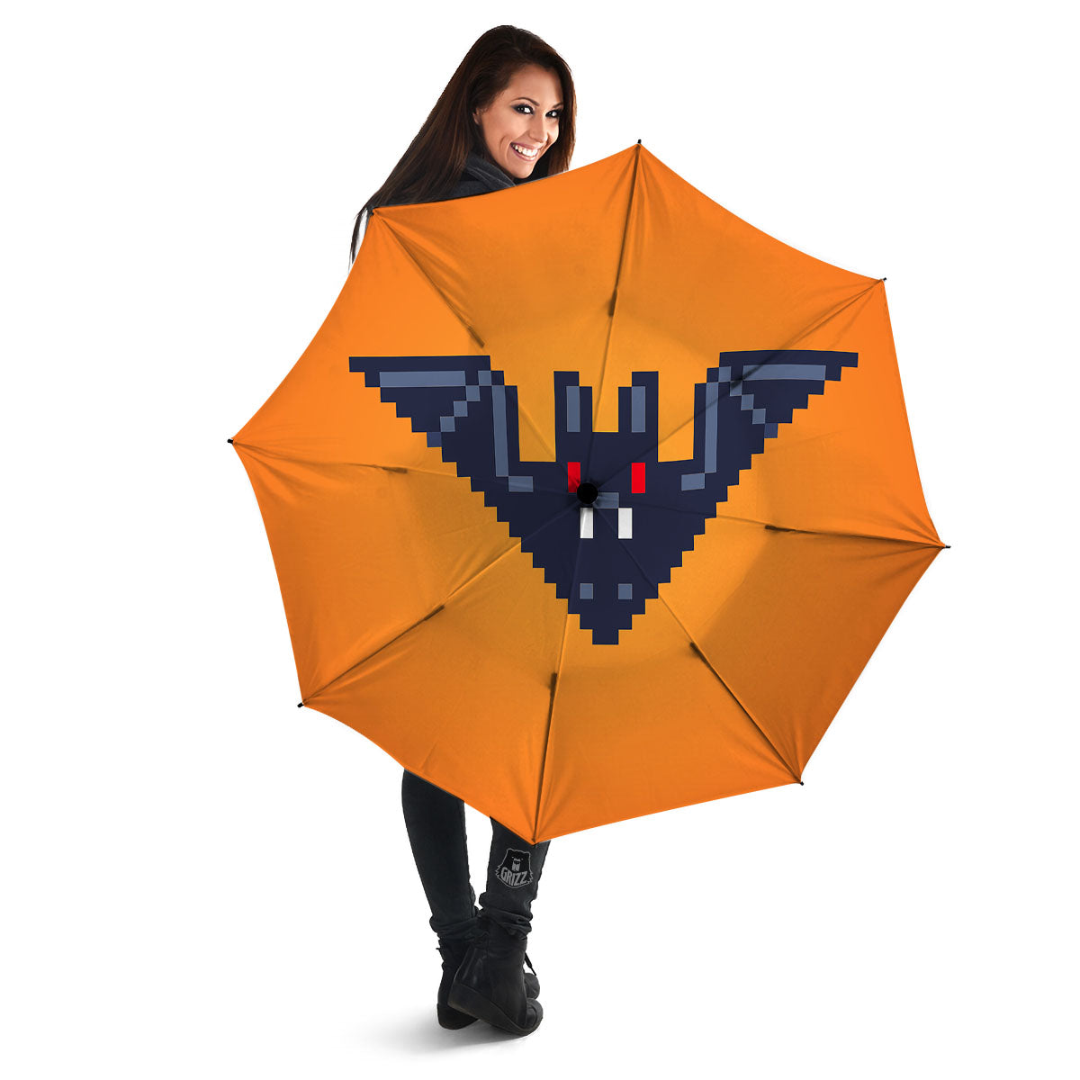 Halloween Bat 8-Bit Pixel Print Umbrella-grizzshop
