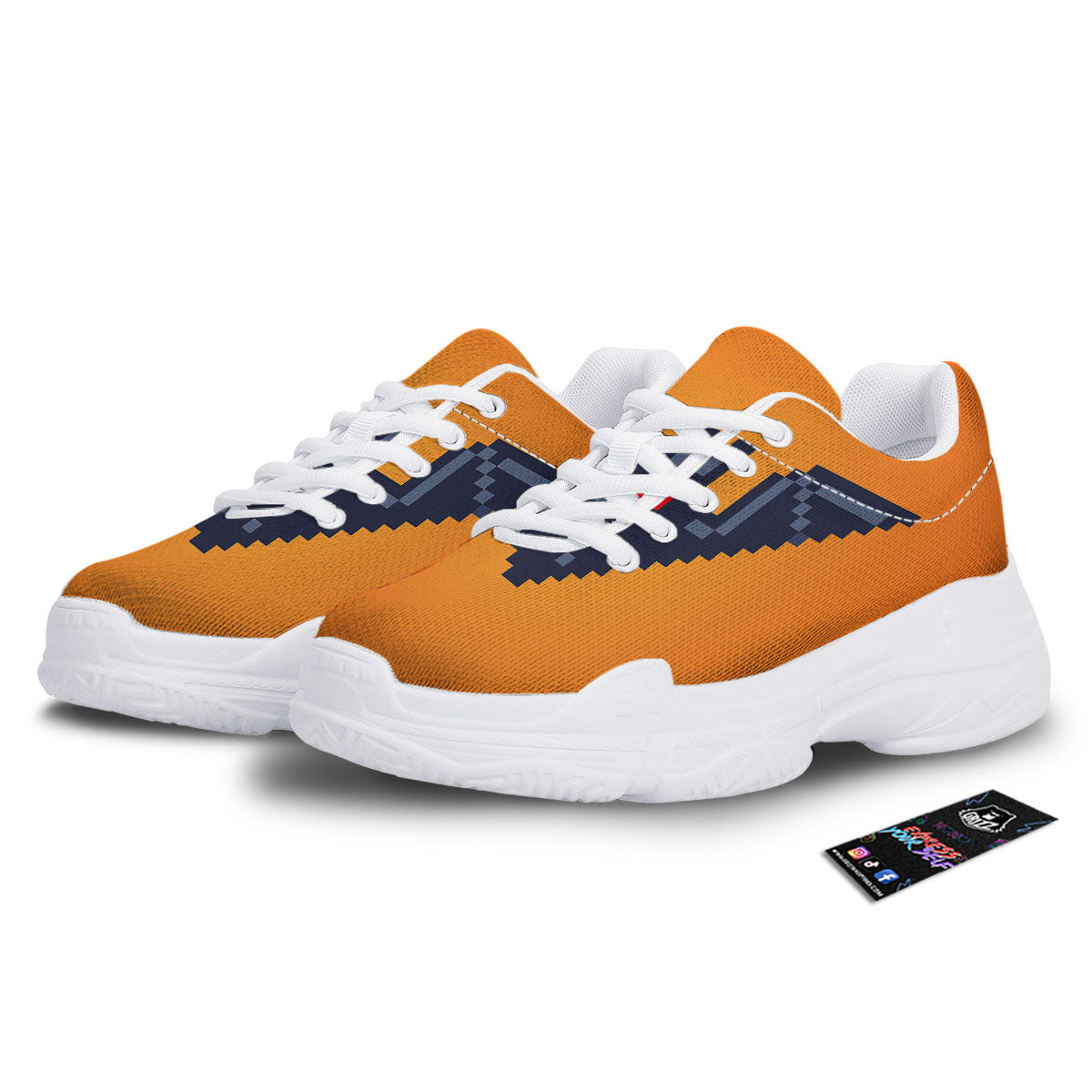 Halloween Bat 8-Bit Pixel Print White Chunky Shoes-grizzshop