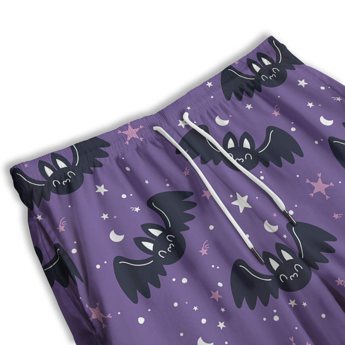 Halloween Bat Black And Purple Print Men's Athletic Shorts