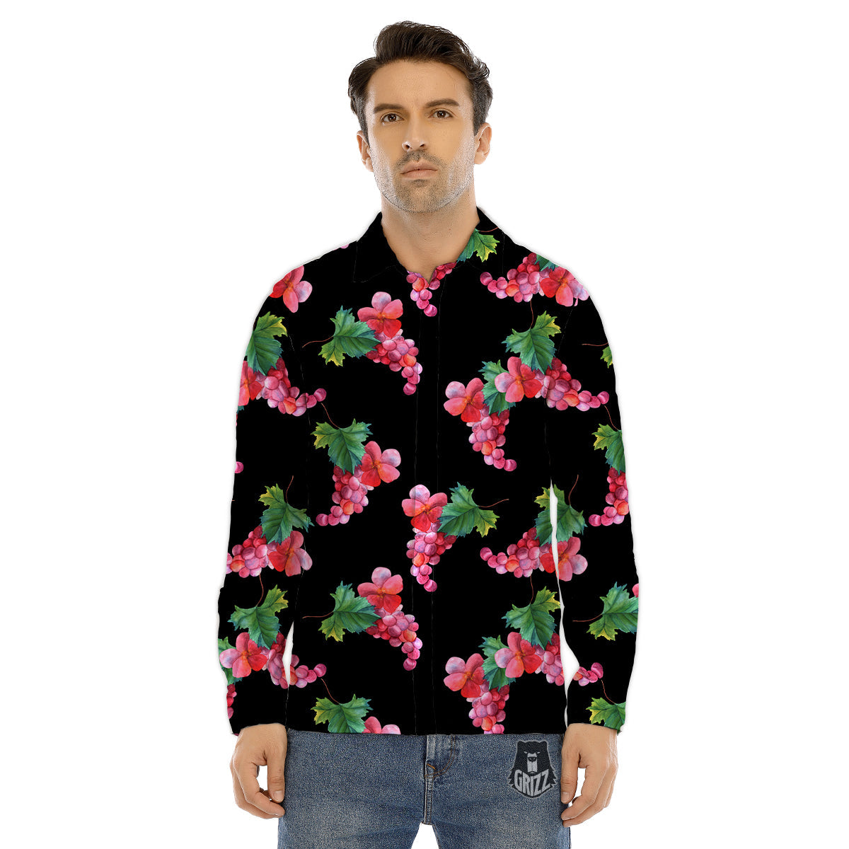 Halloween Bat Black And Purple Print Men's Dress Shirts-grizzshop