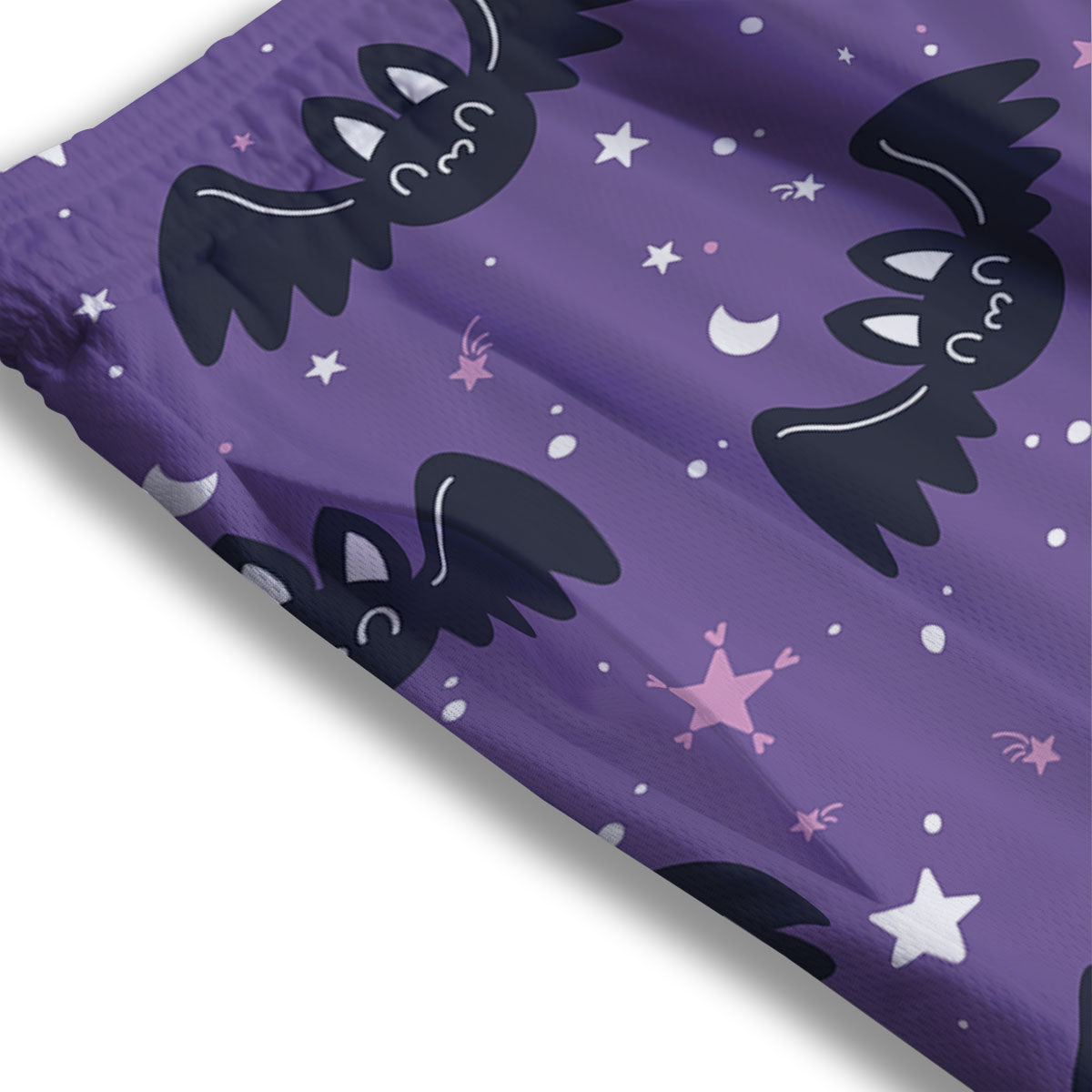 Halloween Bat Black And Purple Print Mesh Shorts