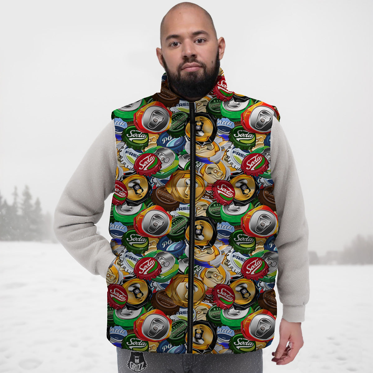 Halloween Bat Pattern Print Down Vest