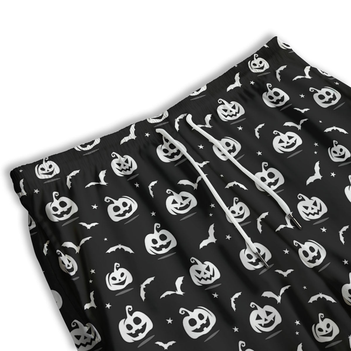 Halloween Bat White And Black Print Men's Athletic Shorts