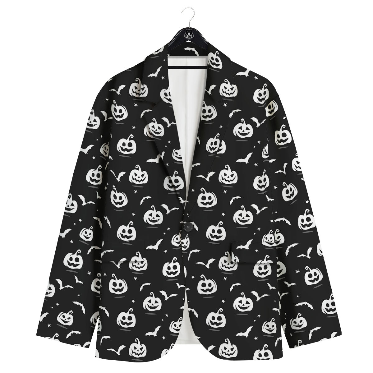 Halloween Bat White And Black Print Men's Sport Coat-grizzshop