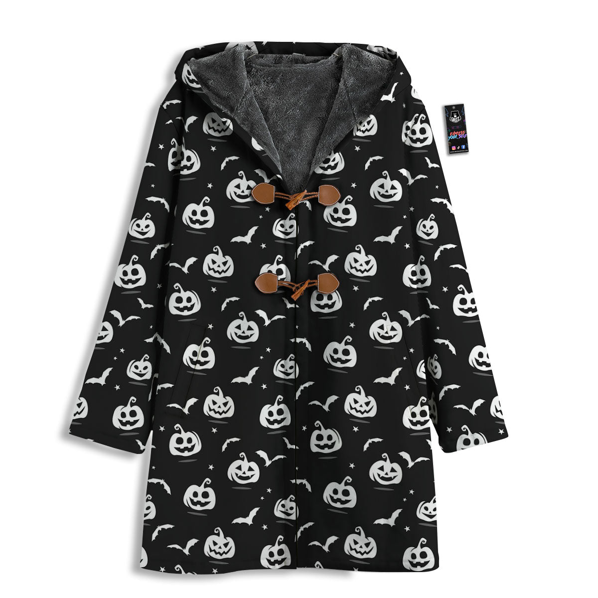Halloween Bat White And Black Print Men's Windbreaker Jacket-grizzshop