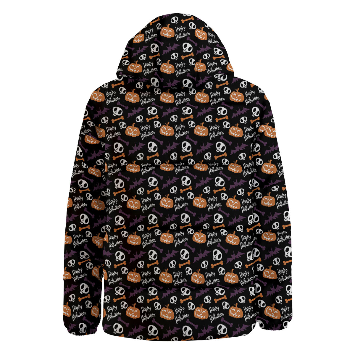 Halloween Black And Orange Print Pattern Down Jacket-grizzshop