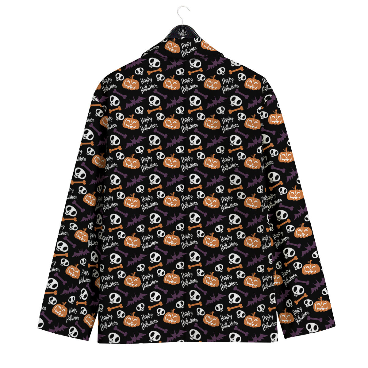 Halloween Black And Orange Print Pattern Men's Sport Coat-grizzshop