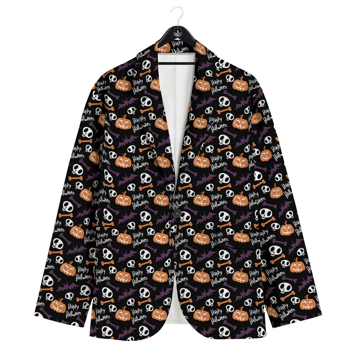 Halloween Black And Orange Print Pattern Men's Sport Coat-grizzshop