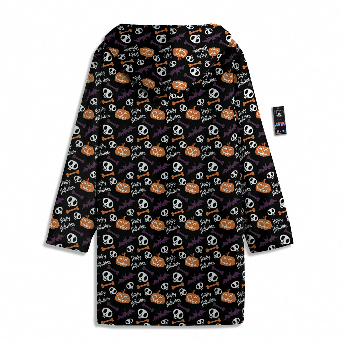Halloween Black And Orange Print Pattern Men's Windbreaker Jacket-grizzshop
