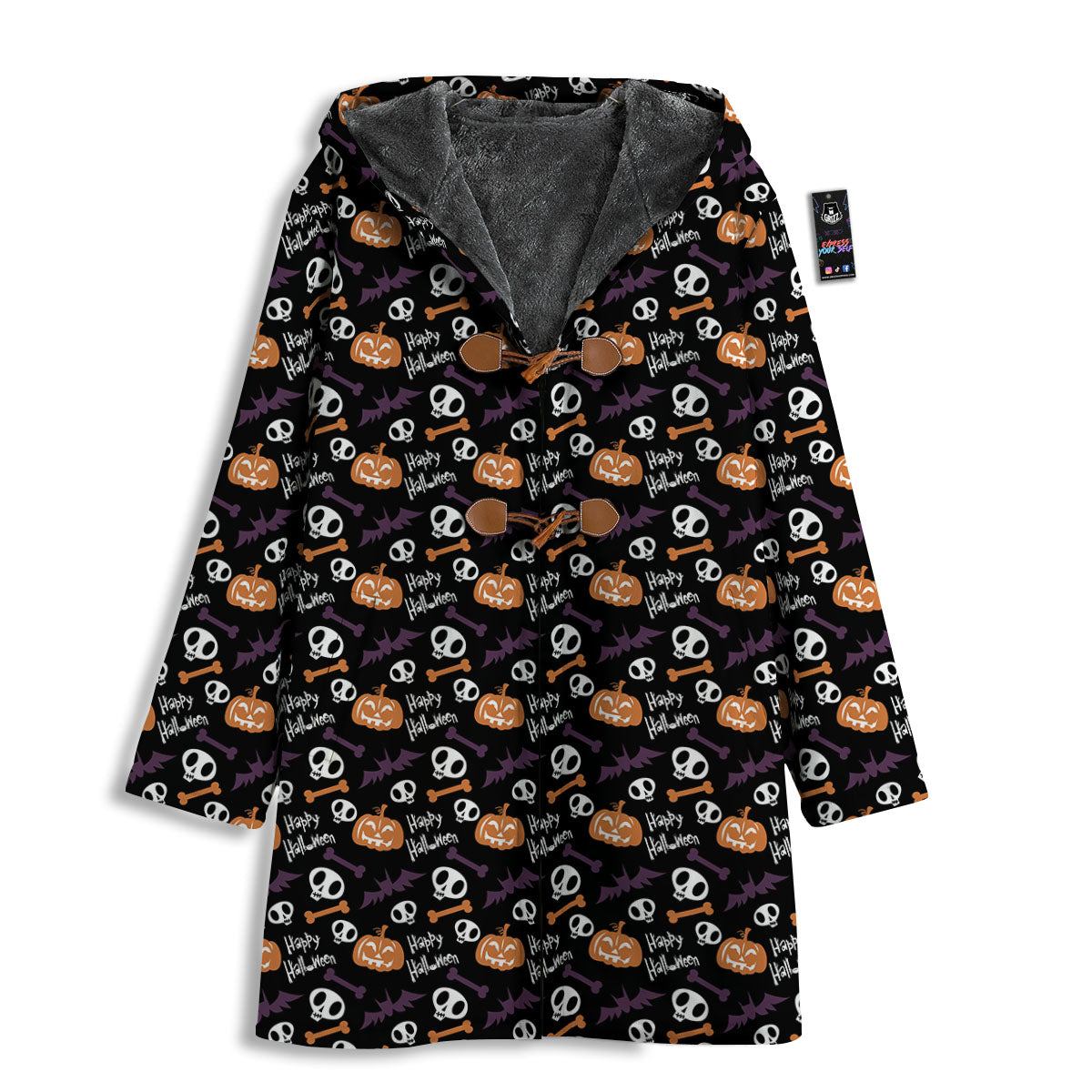 Halloween Black And Orange Print Pattern Men's Windbreaker Jacket-grizzshop