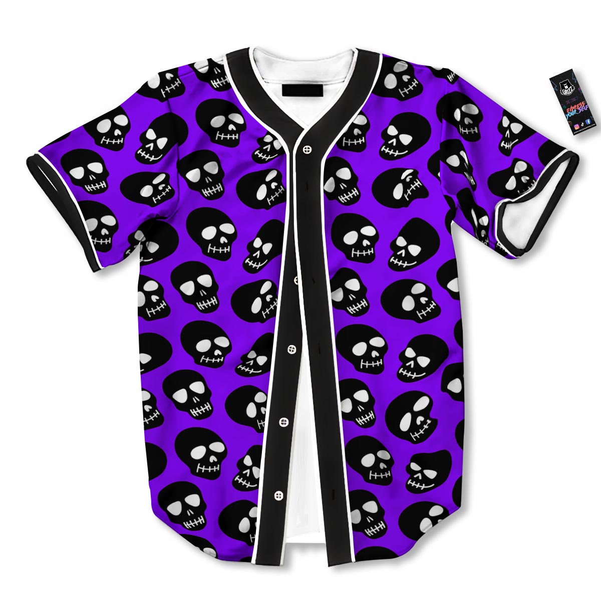 Halloween Black And Purple Print Pattern Baseball Jersey-grizzshop