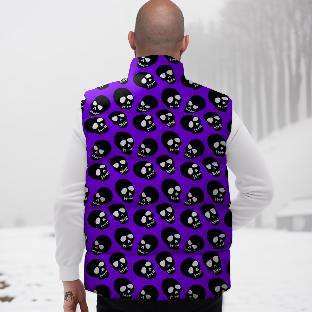 Halloween Black And Purple Print Pattern Down Vest