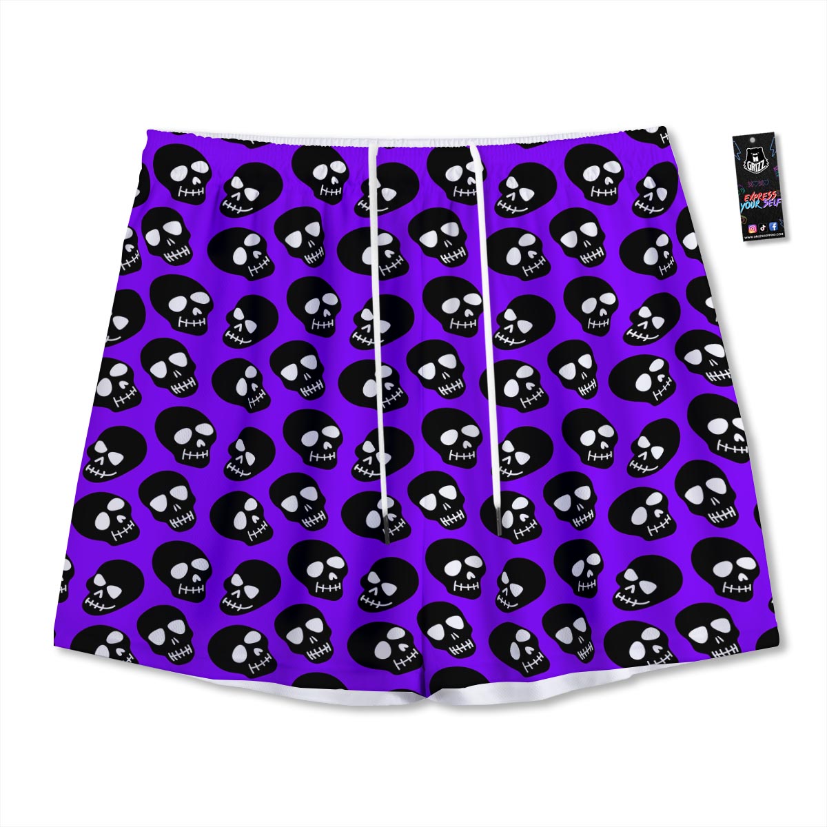 Halloween Black And Purple Print Pattern Mesh Shorts