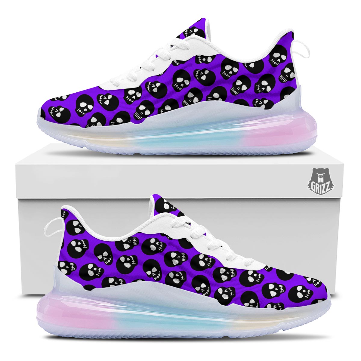Halloween Black And Purple Print Pattern Running Sneakers-grizzshop