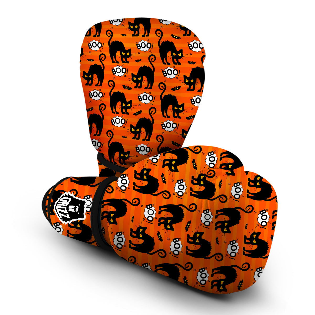 Halloween Black Cat Pattern Print Boxing Gloves-grizzshop