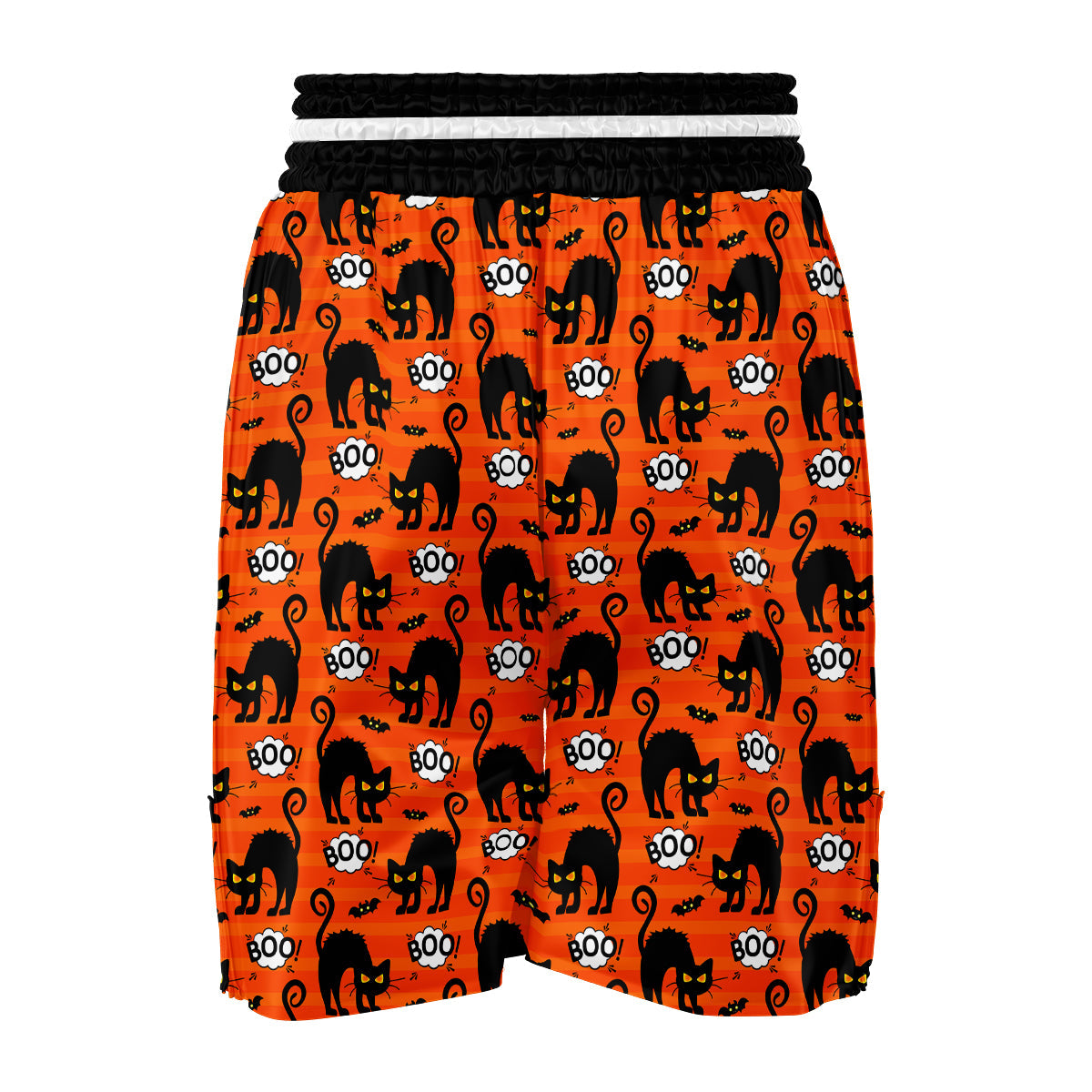 Halloween Black Cat Pattern Print Boxing Shorts-grizzshop