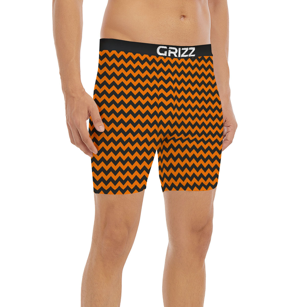 Halloween Chevron Orange Print Pattern Boxer Briefs-grizzshop