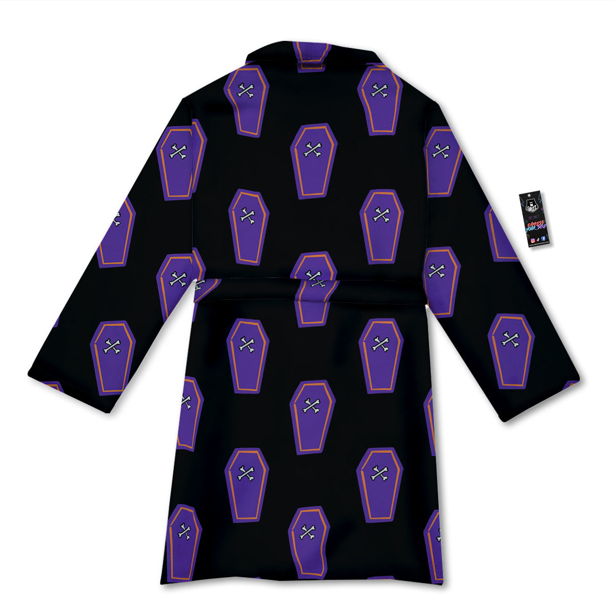 Halloween Coffin Purple Print Pattern Bathrobe-grizzshop
