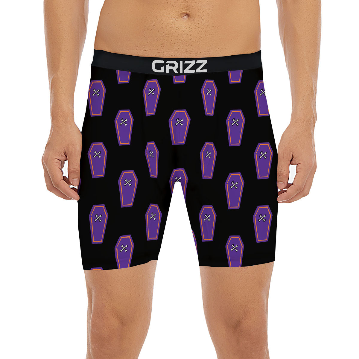 Halloween Coffin Purple Print Pattern Boxer Briefs-grizzshop