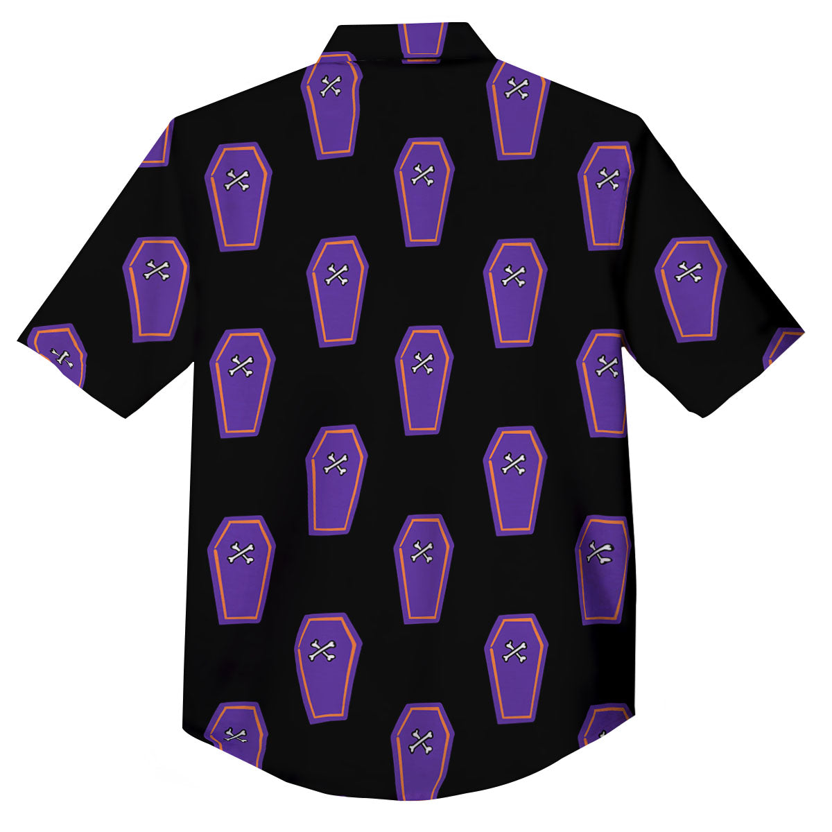 Halloween Coffin Purple Print Pattern Button Up Shirt-grizzshop
