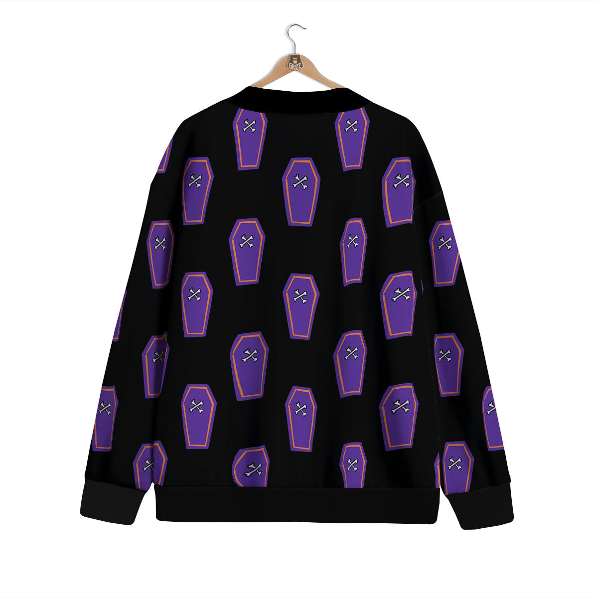 Halloween Coffin Purple Print Pattern Cardigan-grizzshop