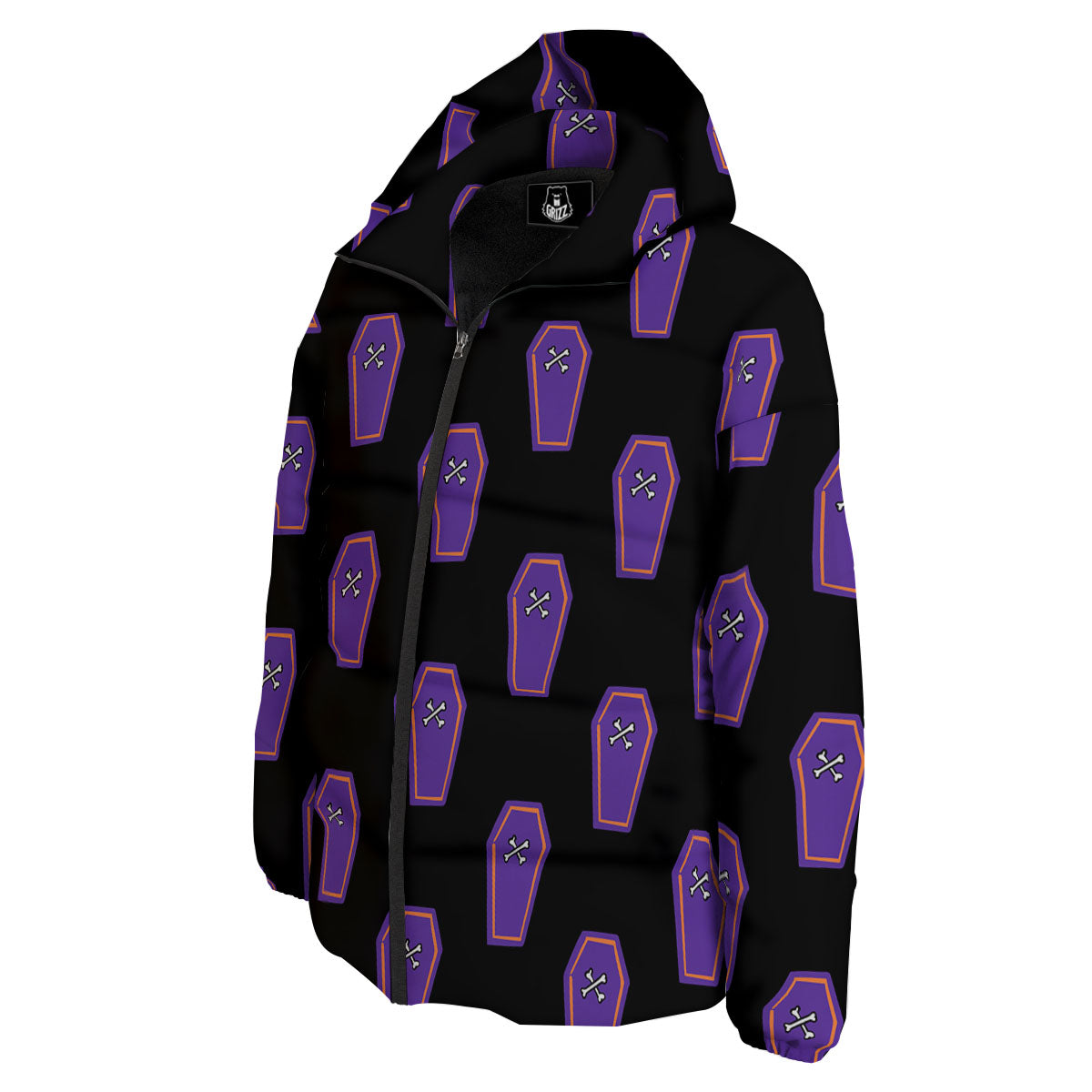 Halloween Coffin Purple Print Pattern Down Jacket-grizzshop