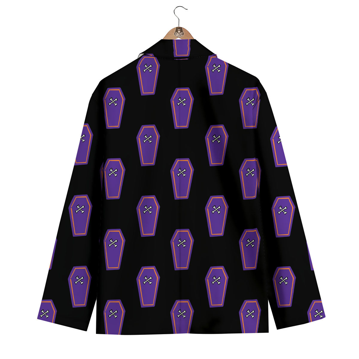 Halloween Coffin Purple Print Pattern Men's Blazer-grizzshop