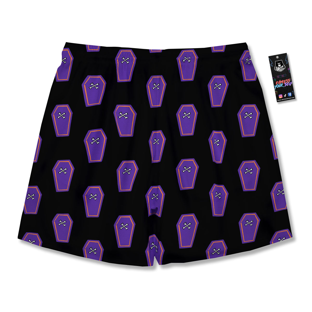 Halloween Coffin Purple Print Pattern Men's Running Shorts-grizzshop