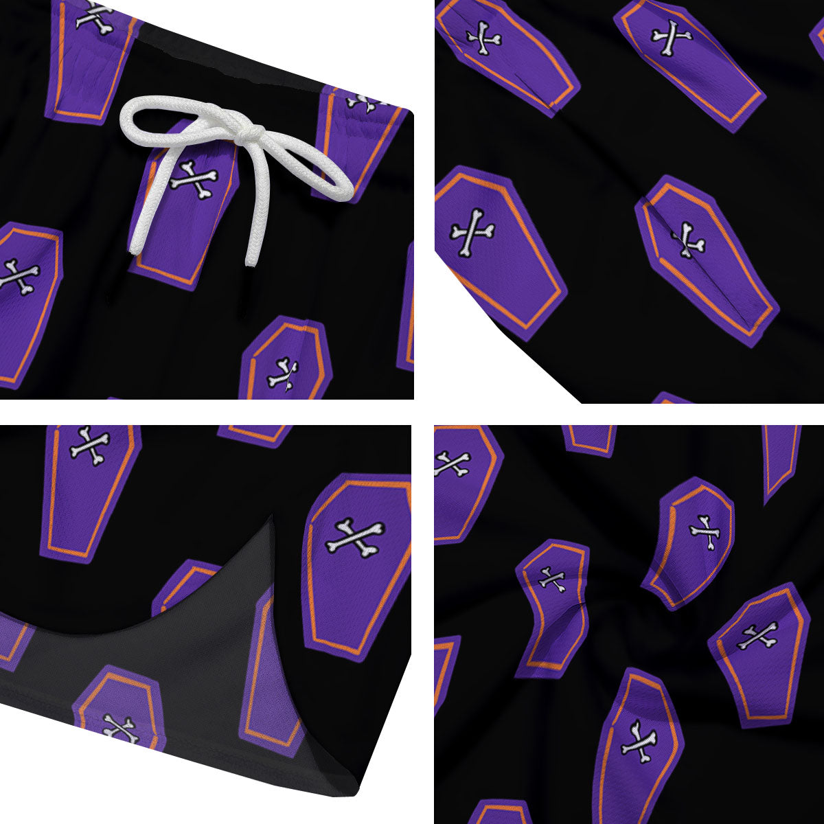 Halloween Coffin Purple Print Pattern Men's Running Shorts-grizzshop